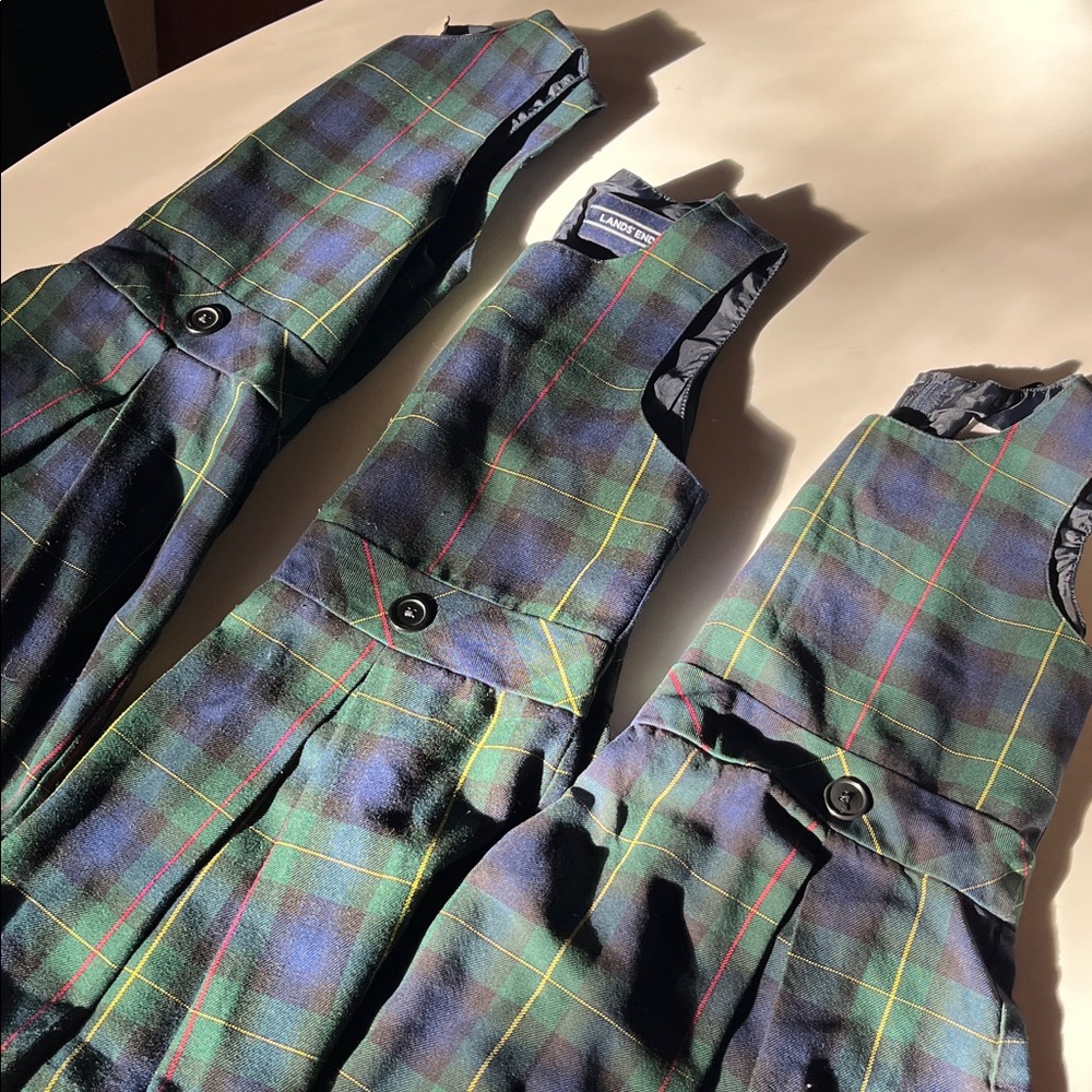 Lands End Girls Size 8 Plaid Jumper Dress Classic Navy School Uniform (x3)
